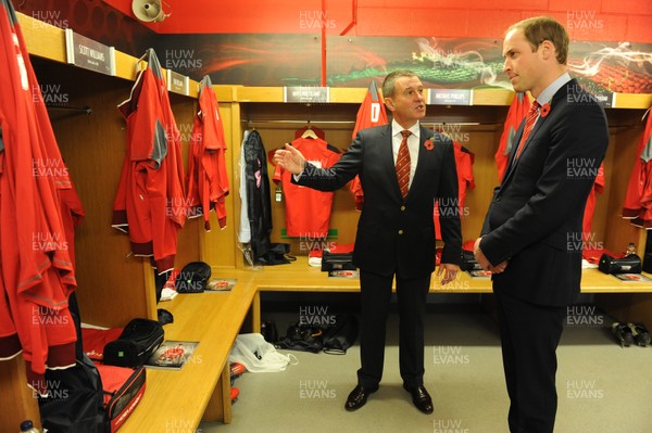 091113 - Wales v South Africa - Dove Men+Care Series -Prince William is shown around the Wales changing room by WRU Chief Executive Roger Lewis