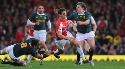 13.11.10 - Wales v South Africa - Invesco Perpetual Series 2010 - George North of Wales is tackled by Pierre Spies of South Africa. 