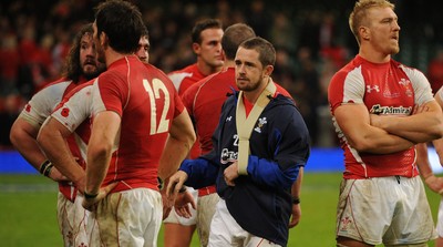 13.11.10 - Wales v South Africa - Invesco Perpetual Series 2010 - Shane Williams of Wales with his arm in a sling looks dejected at the end of the game. 