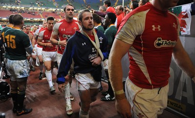 13.11.10 - Wales v South Africa - Invesco Perpetual Series 2010 - Shane Williams of Wales with his arm in a sling looks dejected at the end of the game. 