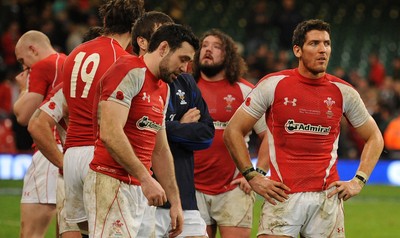 13.11.10 - Wales v South Africa - Invesco Perpetual Series 2010 - Stephen Jones and James Hook of Wales look dejected at the end of the game. 