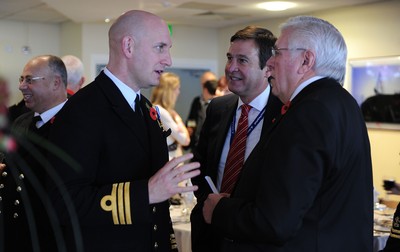 13.11.10 - Wales v South Africa - Invesco Perpetual Series 2010 - Members of the armed forces chat with WRU Chief Executive Roger Lewis and WRU President Dennis Gethin. 