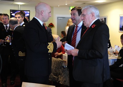 13.11.10 - Wales v South Africa - Invesco Perpetual Series 2010 - Members of the armed forces chat with WRU Chief Executive Roger Lewis and WRU President Dennis Gethin. 