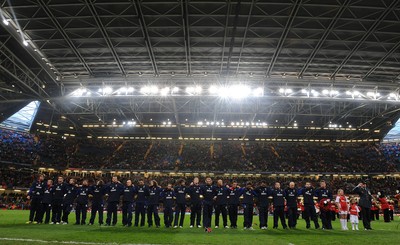 13.11.10 - Wales v South Africa - Invesco Perpetual Series 2010 - Wales players line up for the national anthems. 