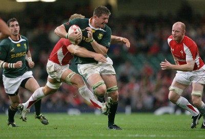 13.11.10 Wales v South Africa... South Africa's Bakkies Botha is tackled by Andy Powell. 