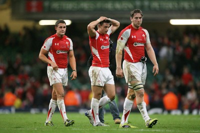 13.11.10 Wales v South Africa... L-r Lee Byrne, Chris Czekaj and Ryan Jones at the end of the game. 