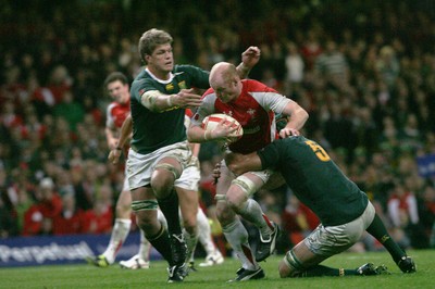 13.11.10 Wales v South Africa... Wales' Martyn Williams is tackled by South Africa's Victor Matfield and  Juan Smith. 