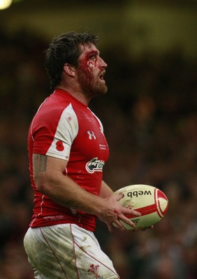 13.11.10 Wales v South Africa - Autumn International Series -   Wales' Huw Bennett plays on despite a nasty injury.  