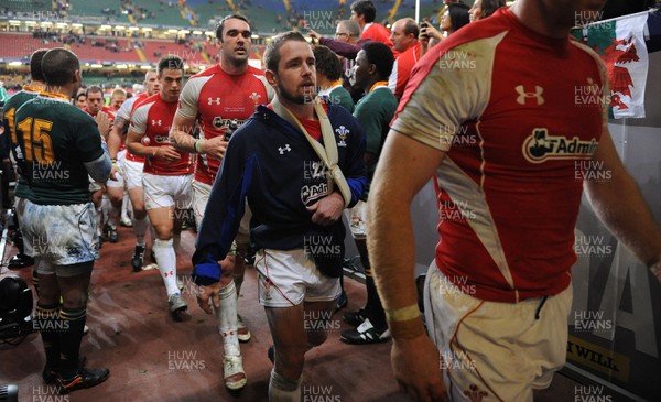 13.11.10 - Wales v South Africa - Invesco Perpetual Series 2010 - Shane Williams of Wales with his arm in a sling looks dejected at the end of the game. 