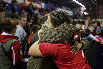 180926 - Wales Women v South Africa Women - Vodafone Wales WXV Series - Maisie Davies of Wales with fans