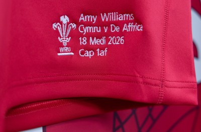 180926 Wales v South Africa, Vodafone Wales WXV Series - Amy Williams of Wales’ match jersey in the changing room ahead of the match