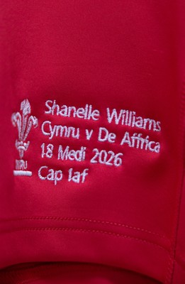 180926 Wales v South Africa, Vodafone Wales WXV Series - Shanelle Williams of Wales’ match jersey in the changing room ahead of the match
