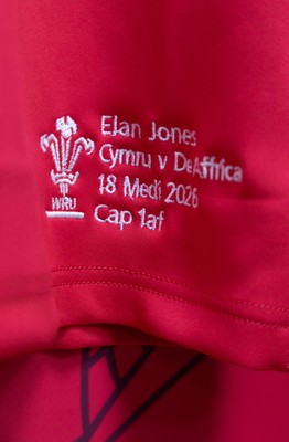 180926 Wales v South Africa, Vodafone Wales WXV Series - Elan Jones of Wales’ match jersey in the changing room ahead of the match