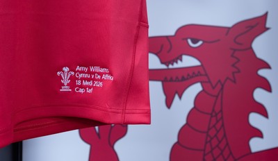 180926 Wales v South Africa, Vodafone Wales WXV Series - Amy Williams of Wales’ match jersey in the changing room ahead of the match