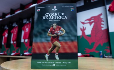 180926 Wales v South Africa, Vodafone Wales WXV Series - The match programme in the Wales changing room ahead of the match