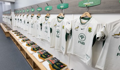 180926 Wales v South Africa, Vodafone Wales WXV Series - A general view of the South Africa changing room ahead of the match