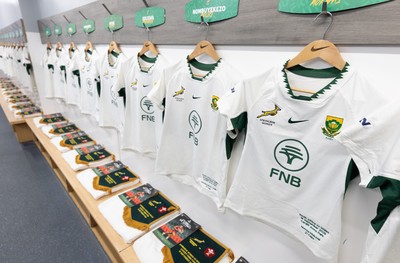 180926 Wales v South Africa, Vodafone Wales WXV Series - A general view of the South Africa changing room ahead of the match