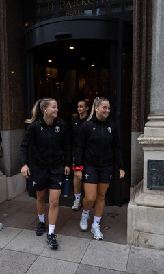 180926 Wales v South Africa, Vodafone Wales WXV Series - Amy Williams of Wales and Freya Bell of Wales make their way to the stadium ahead of the match
