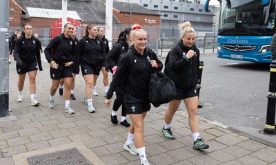 180926 Wales v South Africa, Vodafone Wales WXV Series -The Wales squad arrive at the stadium ahead of the match