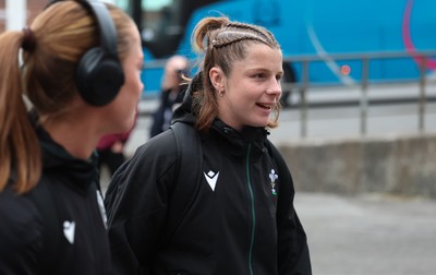 180926 Wales v South Africa, Vodafone Wales WXV Series -Kate Williams of Wales makes her way from the hotel to the ground ahead of the match