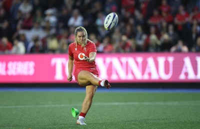 180926 Wales v South Africa, Vodafone Wales WXV Series - Freya Bell of Wales kicks a conversion