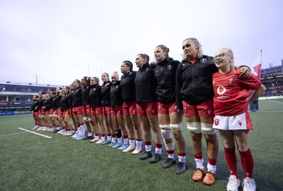180926 Wales v South Africa, Vodafone Wales WXV Series - The Wales team line up for the anthems