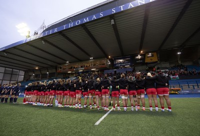180926 Wales v South Africa, Vodafone Wales WXV Series - The Wales team line up for the anthems