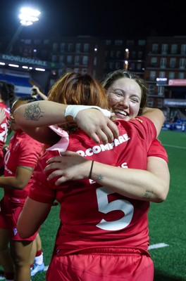 180926 Wales v South Africa, Vodafone Wales WXV Series - Gwen Crabb and Georgia Evans of Wales at the end of the match