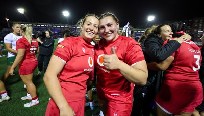 180926 Wales v South Africa, Vodafone Wales WXV Series - Amy Williams of Wales and Gwenllian Pyrs of Wales at the end of the match