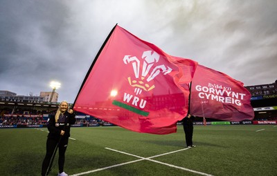 190926 Wales v South Africa, Vodafone Wales WXV Series - Pitch flags and branding ahead of the anthems