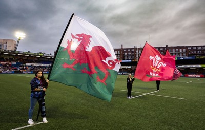 190926 Wales v South Africa, Vodafone Wales WXV Series - Pitch flags and branding ahead of the anthems