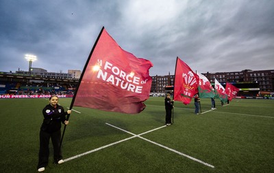 190926 Wales v South Africa, Vodafone Wales WXV Series - Pitch flags and branding ahead of the anthems