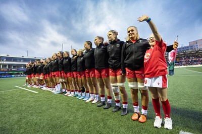 190926 Wales v South Africa, Vodafone Wales WXV Series - Wales line up for the anthems