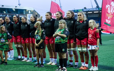 190926 Wales v South Africa, Vodafone Wales WXV Series - Wales line up for the anthems