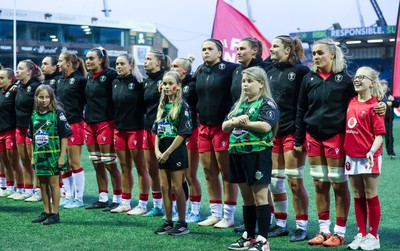 190926 Wales v South Africa, Vodafone Wales WXV Series - Wales line up for the anthems