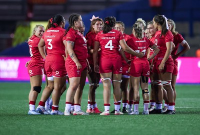 190926 Wales v South Africa, Vodafone Wales WXV Series - The Wales team wait during a TMO check