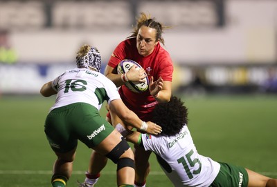 190926 Wales v South Africa, Vodafone Wales WXV Series - Courtney Keight of Wales is held by Byrhandre Dolf of South Africa