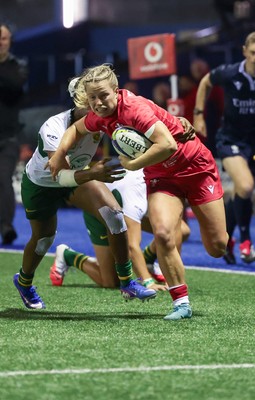190926 Wales v South Africa, Vodafone Wales WXV Series - Amy Williams of Wales is tackled just short of the line
