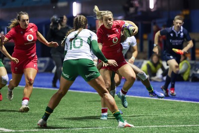 190926 Wales v South Africa, Vodafone Wales WXV Series - Amy Williams of Wales is tackled just short of the line