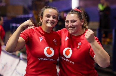 190926 Wales v South Africa, Vodafone Wales WXV Series - Branwen Metcalfe of Wales and Gwenllian Pyrs of Wales at the end of the match