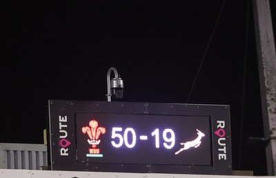 190926 Wales v South Africa, Vodafone Wales WXV Series - The scoreboard at the end of the match