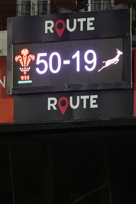 190926 Wales v South Africa, Vodafone Wales WXV Series - The scoreboard at the end of the match