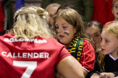 190926 Wales v South Africa, Vodafone Wales WXV Series - Wales co-captain Alex Callender with fans at the end of the match