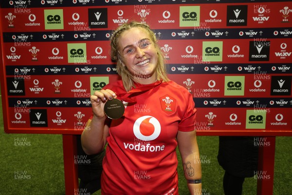 180926 - Wales Women v South Africa Women - Vodafone Wales WXV Series - Player of the match Alex Callender of Wales 
