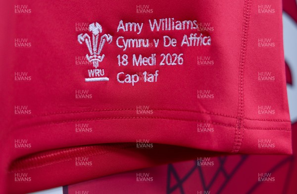 180926 Wales v South Africa, Vodafone Wales WXV Series - Amy Williams of Wales’ match jersey in the changing room ahead of the match