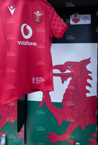 180926 Wales v South Africa, Vodafone Wales WXV Series - Amy Williams of Wales’ match jersey in the changing room ahead of the match