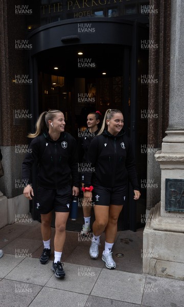 180926 Wales v South Africa, Vodafone Wales WXV Series - Amy Williams of Wales and Freya Bell of Wales make their way to the stadium ahead of the match