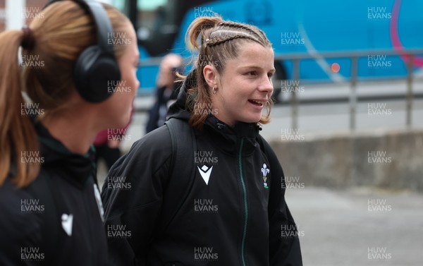 180926 Wales v South Africa, Vodafone Wales WXV Series -Kate Williams of Wales makes her way from the hotel to the ground ahead of the match