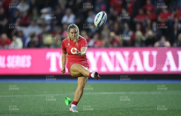 180926 Wales v South Africa, Vodafone Wales WXV Series - Freya Bell of Wales kicks a conversion