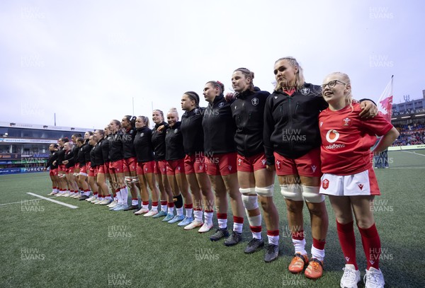 180926 Wales v South Africa, Vodafone Wales WXV Series - The Wales team line up for the anthems